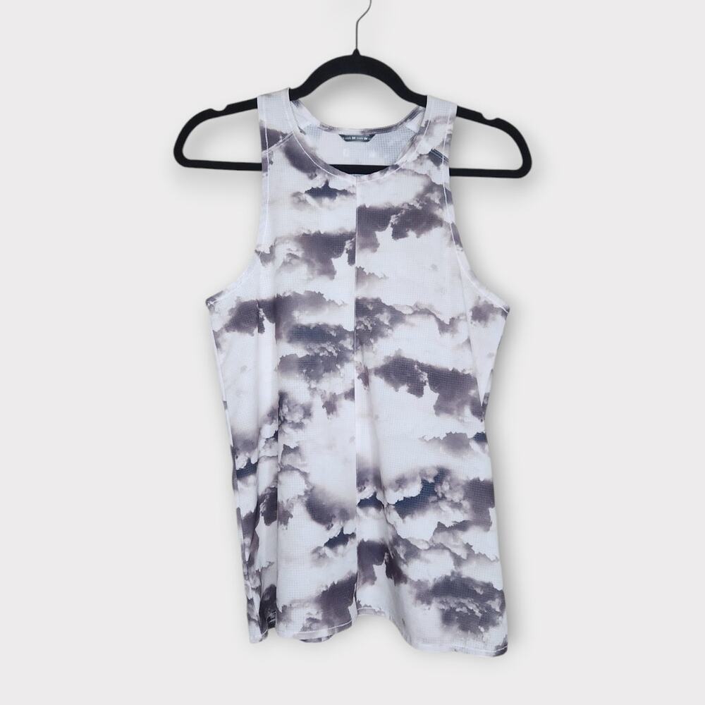 Oiselle Running Storm Cloud Racerback Tank Top Gray White Women's Size 4 Small